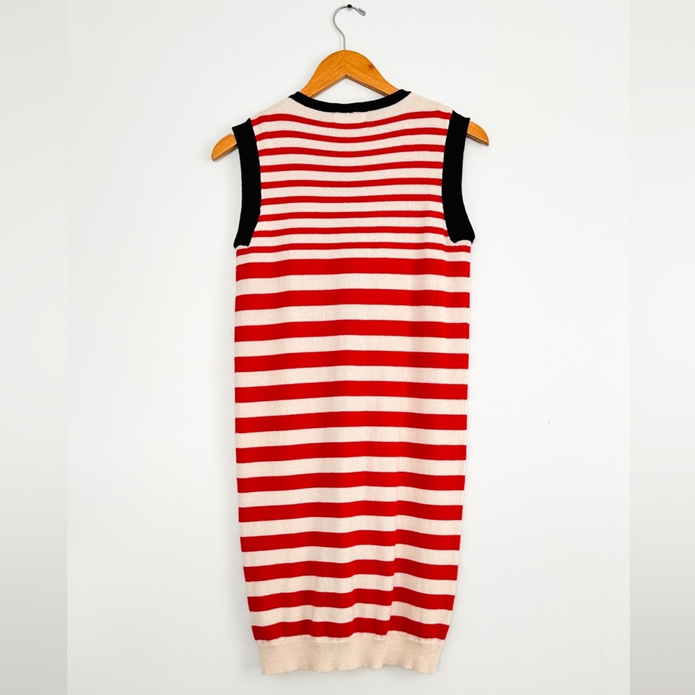 Sonia Rykiel Paris Red Cream Navy Stripe Knit Button Down Tunic Knit - Picture 4 of 6